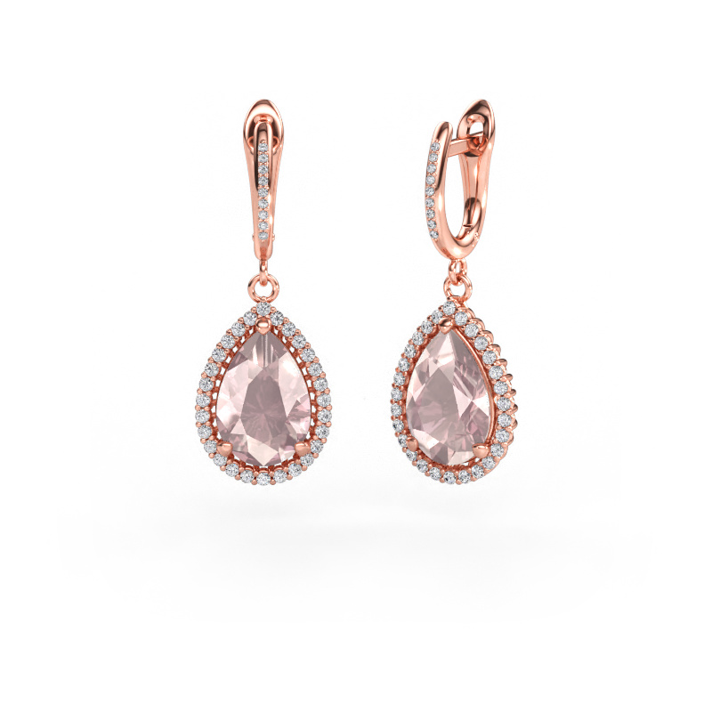 Bild av Hängande örhängen Tilly per 4 585 roséguld Champagnefärgad morganit 12x8 mm