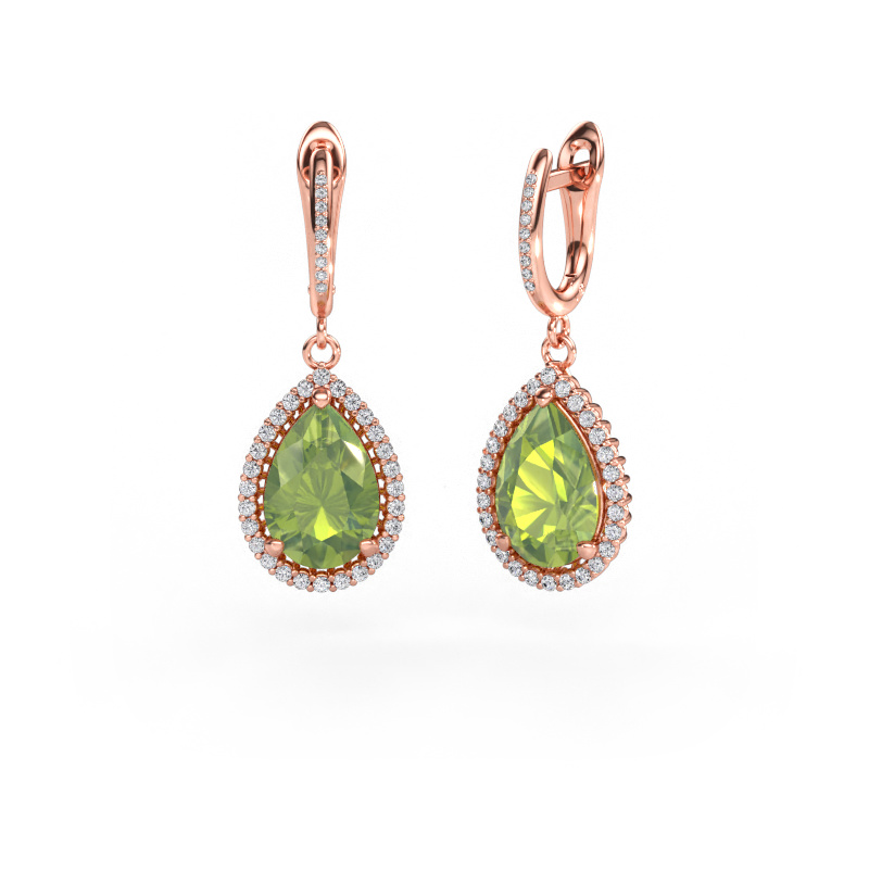 Immagine di Orecchini pendenti Tilly per 4 585 oro rosa Peridoto 12x8 mm