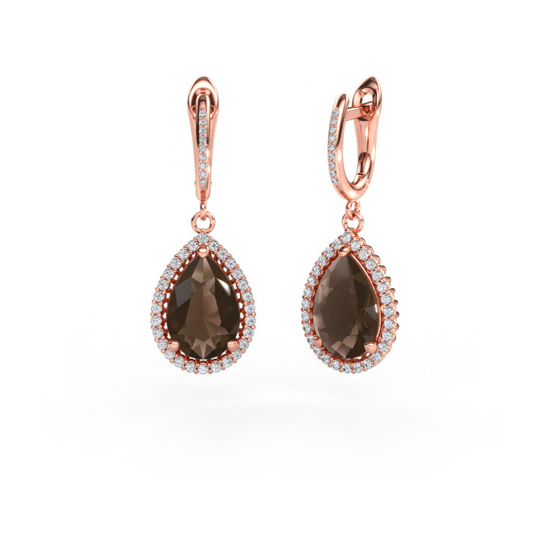 Immagine di Orecchini pendenti Tilly per 4 585 oro rosa Quarzo fumé 12x8 mm
