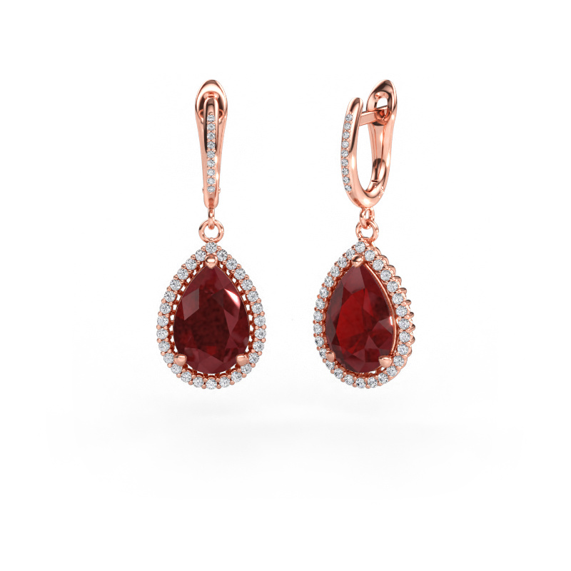 Immagine di Orecchini pendenti Tilly per 4 585 oro rosa Rubino 12x8 mm