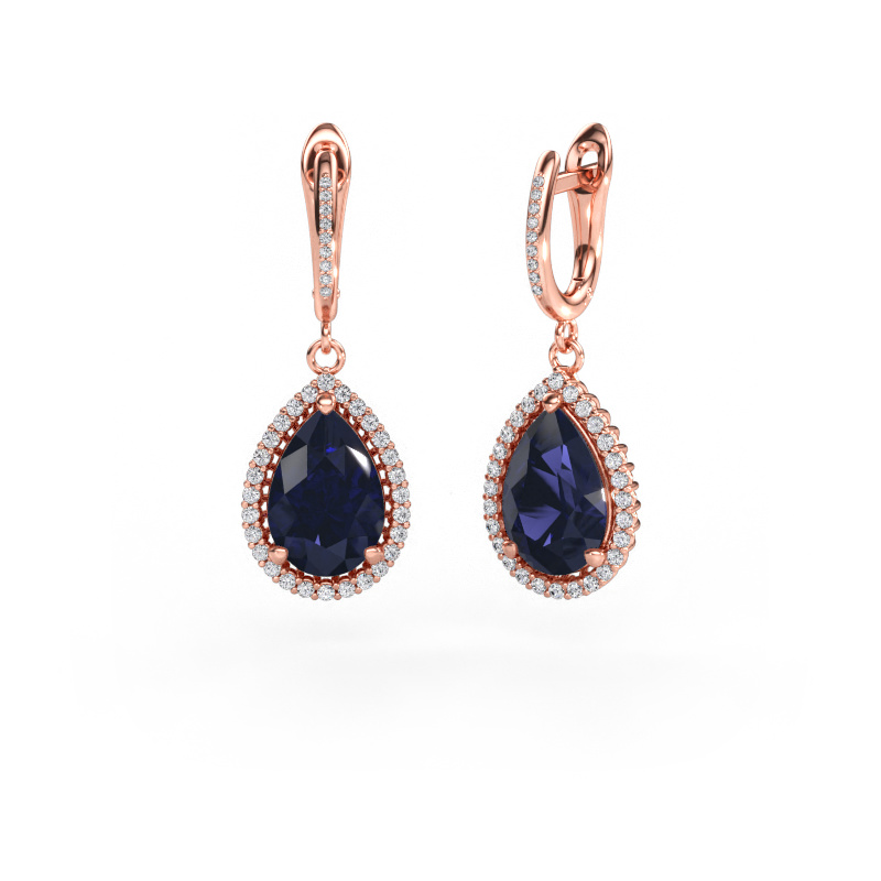 Immagine di Orecchini pendenti Tilly per 4 585 oro rosa Zaffiro 12x8 mm