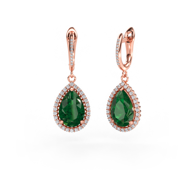 Immagine di Orecchini pendenti Tilly per 4 585 oro rosa Smeraldo 12x8 mm