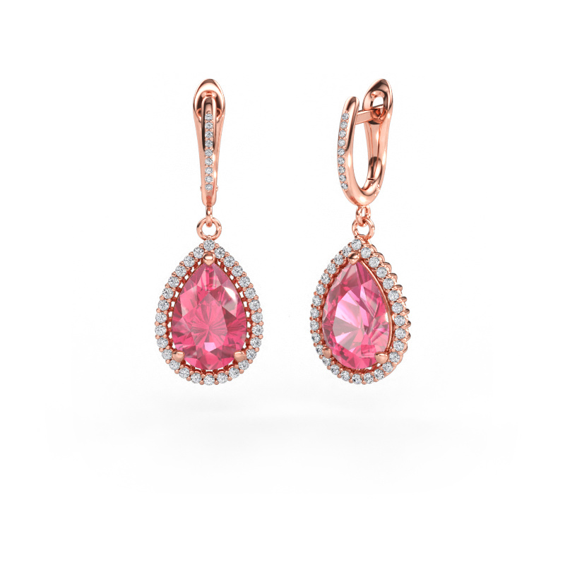 Immagine di Orecchini pendenti Tilly per 4 585 oro rosa Zaffiro rosa 12x8 mm