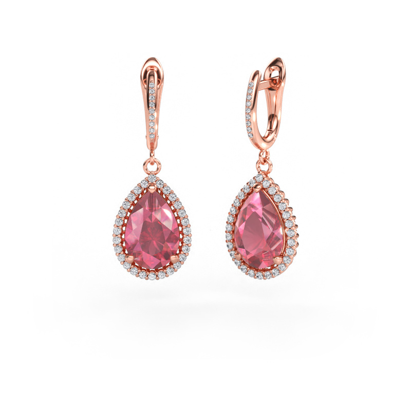 Bild av Hängande örhängen Tilly per 4 585 roséguld Rosa turmalin 12x8 mm
