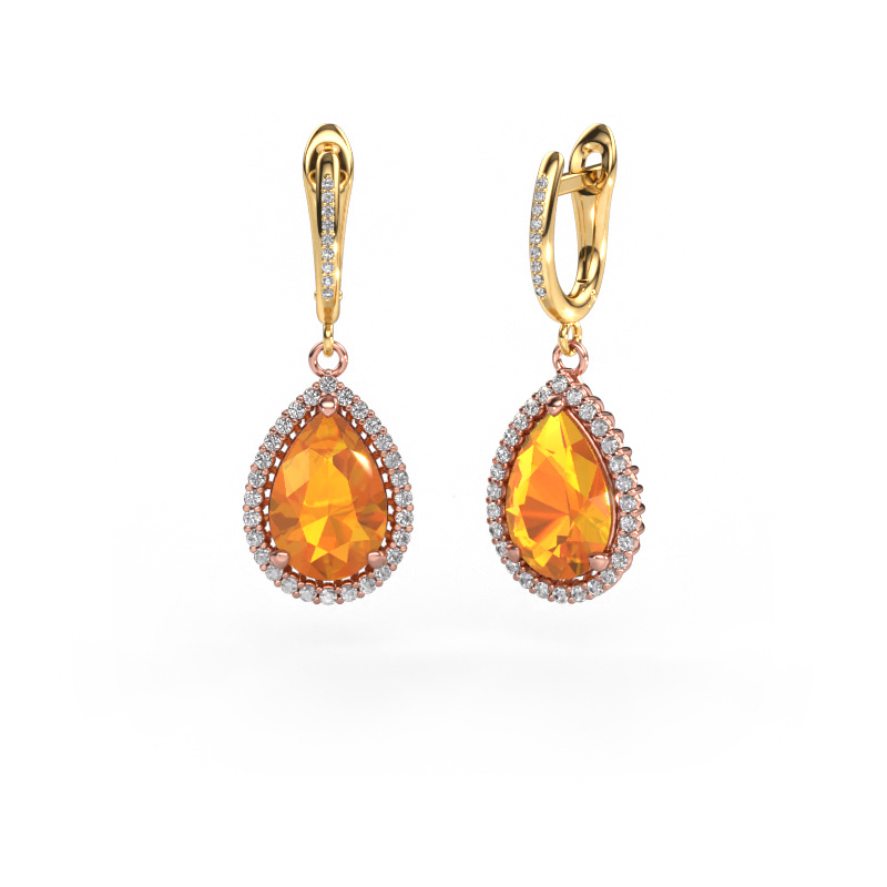 Bild von Ohrhänger Tilly per 4 585 Roségold Citrin 12x8 mm