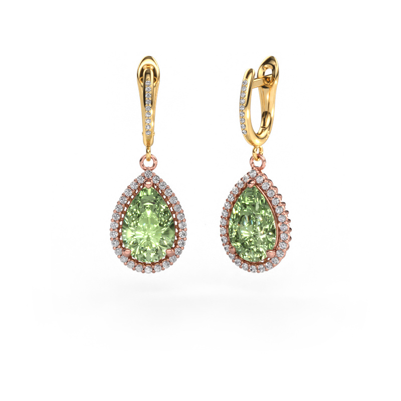 Bild von Ohrhänger Tilly per 4 585 Roségold Grüner Labor-Diamant 12x8 mm