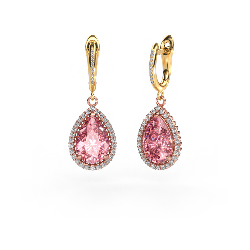 Image of Drop earrings Tilly per 4 585 rose gold Pink lab grown diamond 12x8 mm