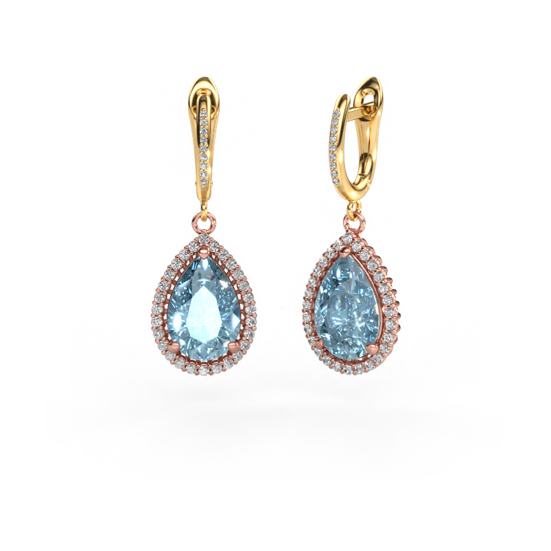 Bild von Ohrhänger Tilly per 4 585 Roségold Blauer Labordiamant 12x8 mm
