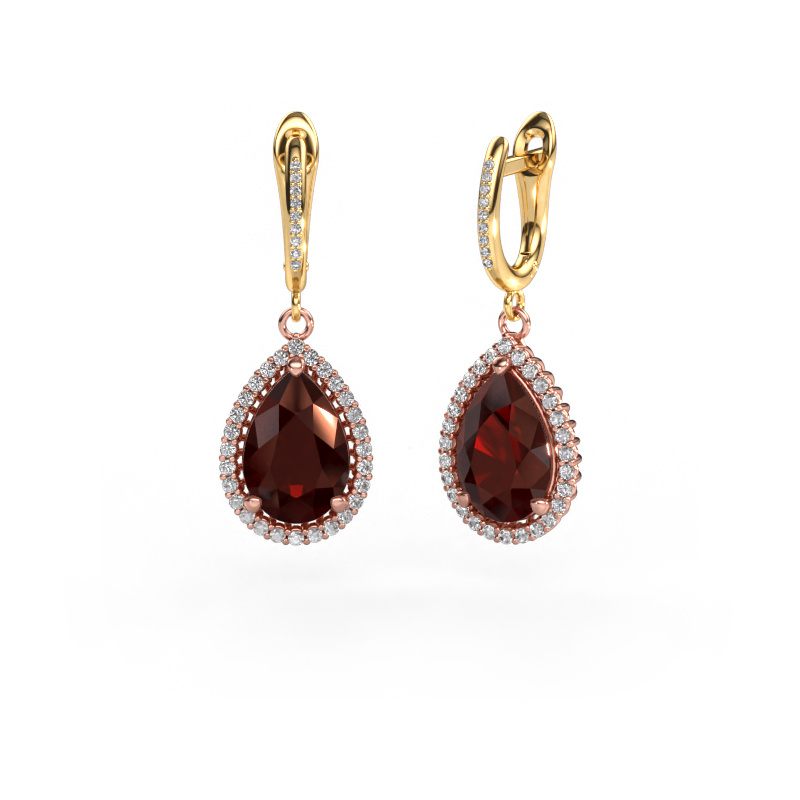 Image of Drop earrings Tilly per 4 585 rose gold Garnet 12x8 mm