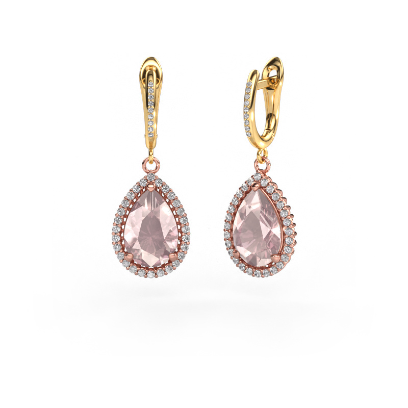 Image of Drop earrings Tilly per 4 585 rose gold Morganite champagne 12x8 mm