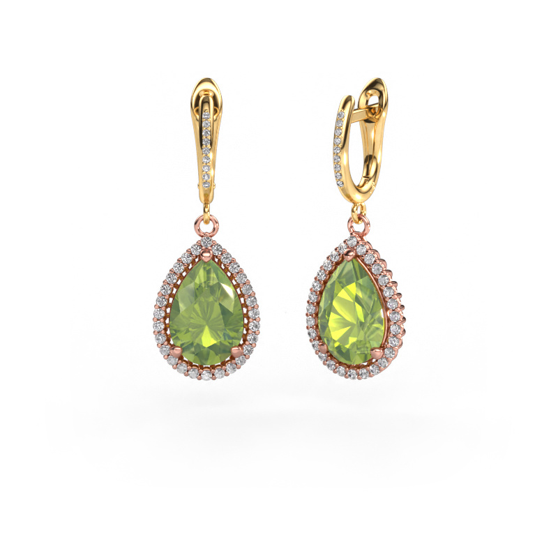 Image of Drop earrings Tilly per 4 585 rose gold Peridot 12x8 mm