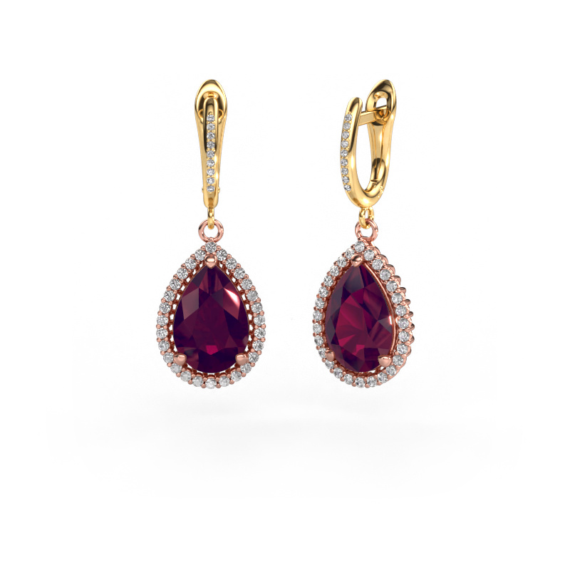 Bild von Ohrhänger Tilly per 4 585 Roségold Rhodolit 12x8 mm