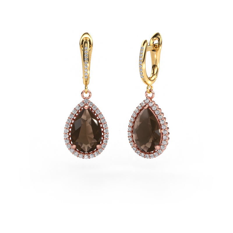 Image of Drop earrings Tilly per 4 585 rose gold Smokey quartz 12x8 mm