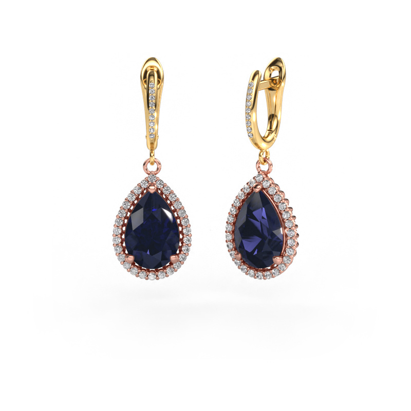 Image of Drop earrings Tilly per 4 585 rose gold Sapphire 12x8 mm