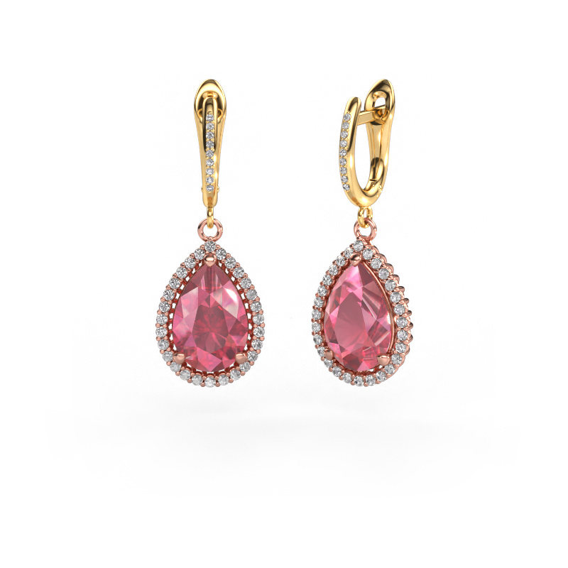 Bild von Ohrhänger Tilly per 4 585 Roségold Turmalin rosa 12x8 mm