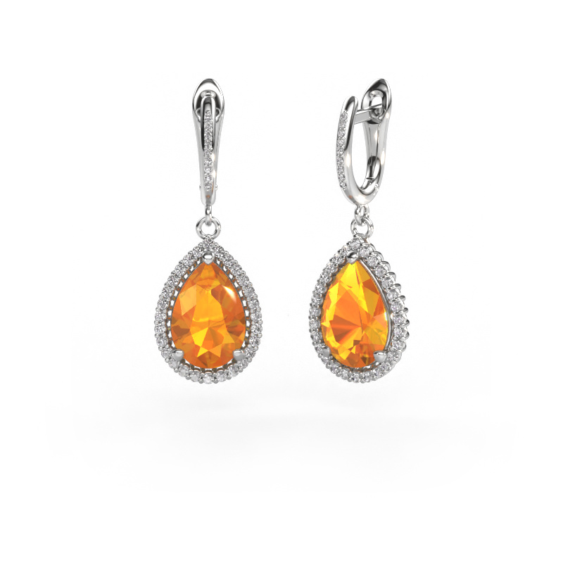 Image of Drop earrings Tilly per 4 950 platinum Citrin 12x8 mm