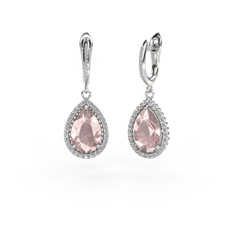 Image of Drop earrings Tilly per 4 950 platinum Morganite champagne 12x8 mm