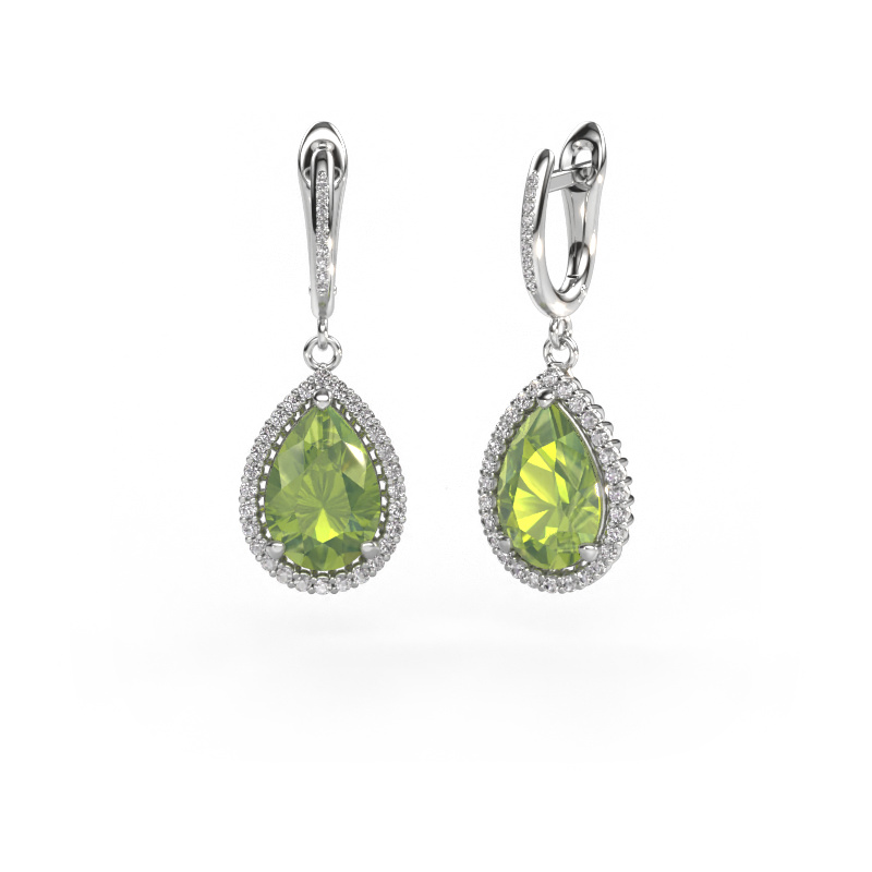 Image of Drop earrings Tilly per 4 950 platinum Peridot 12x8 mm