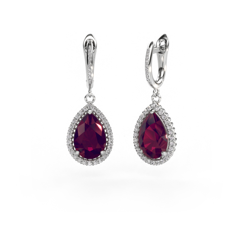 Image of Drop earrings Tilly per 4 950 platinum Rhodolite 12x8 mm