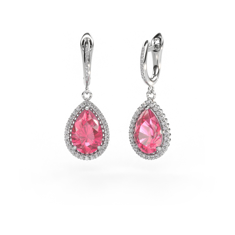 Image of Drop earrings Tilly per 4 950 platinum Pink sapphire 12x8 mm