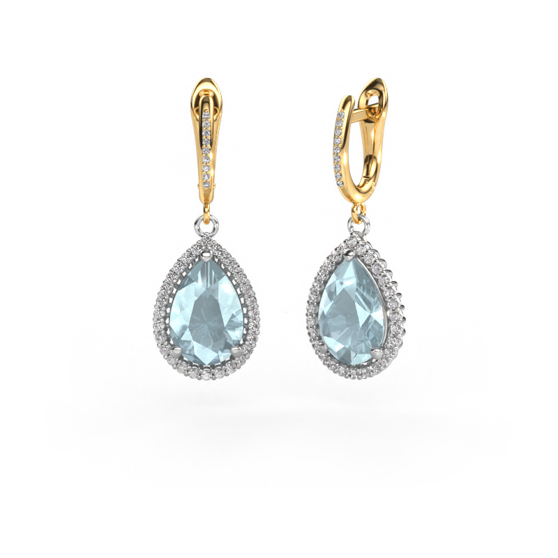 Image of Drop earrings Tilly per 4 585 white gold Aquamarine 12x8 mm