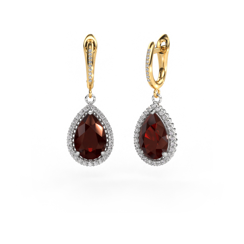 Image de Pendants d'oreilles Tilly per 4 585 or blanc Grenat 12x8 mm