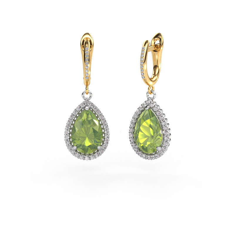 Image of Drop earrings Tilly per 4 585 white gold Peridot 12x8 mm