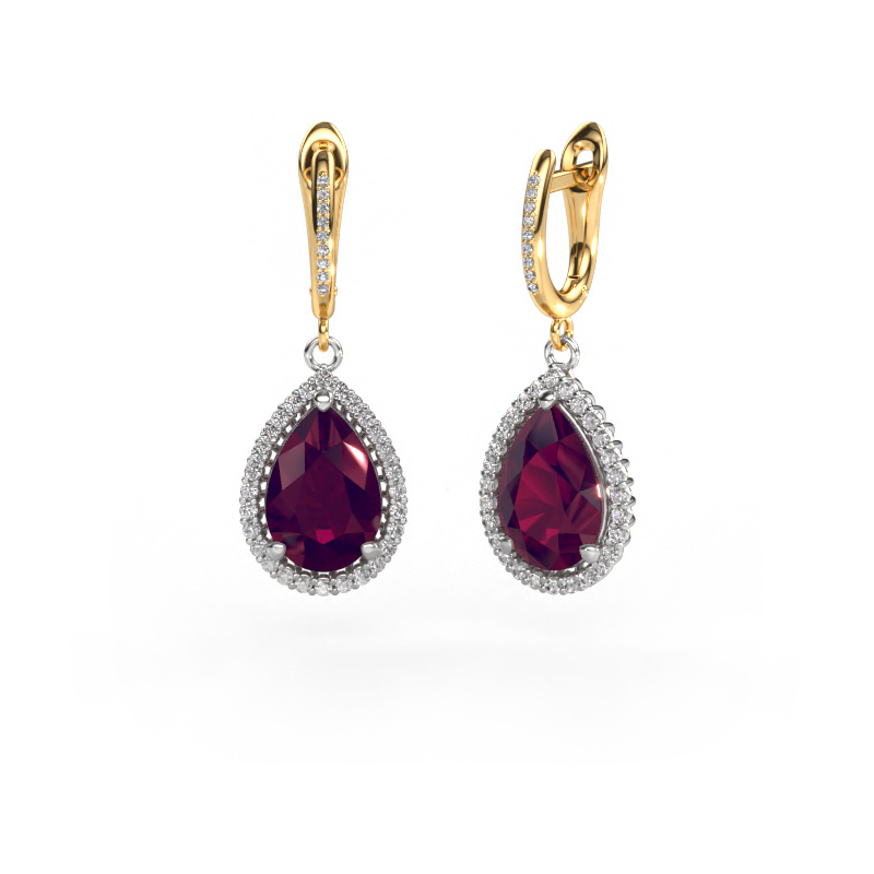 Image of Drop earrings Tilly per 4 585 white gold Rhodolite 12x8 mm