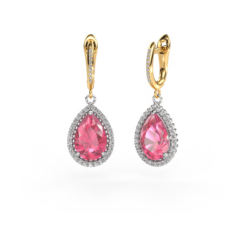Image of Drop earrings Tilly per 4 585 white gold Pink sapphire 12x8 mm