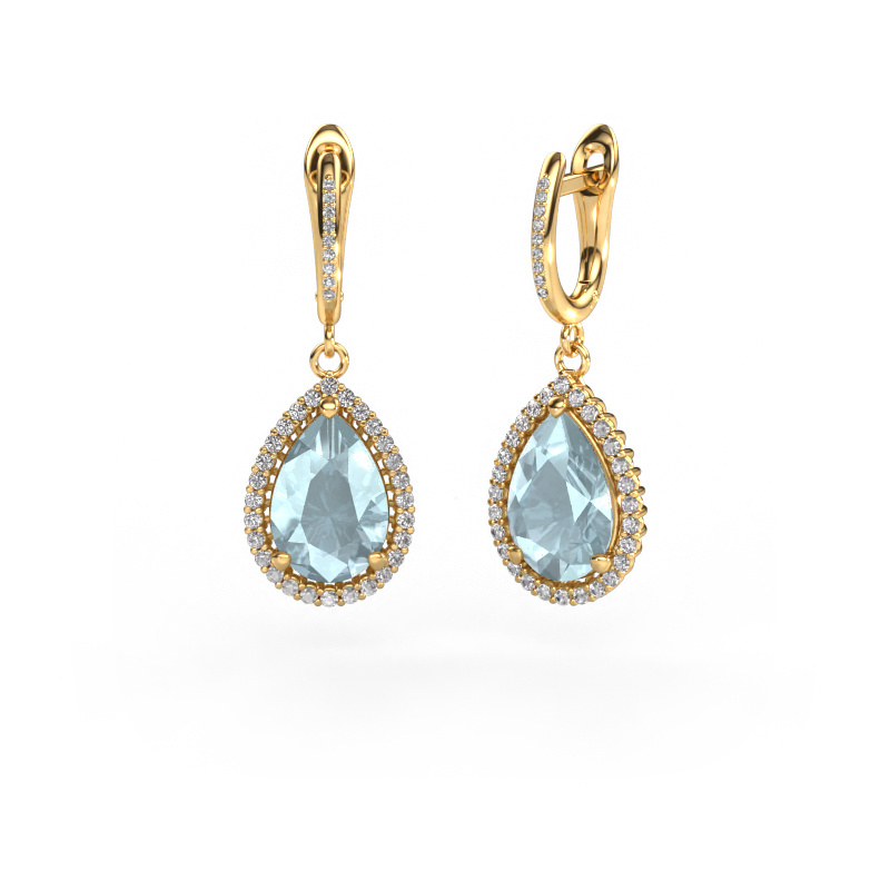 Image of Drop earrings Tilly per 4 585 gold Aquamarine 12x8 mm