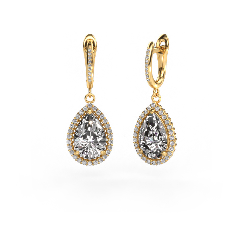 Image of Drop earrings Tilly per 4 585 gold Custom diamond 12x8 mm