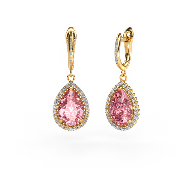 Image of Drop earrings Tilly per 4 585 gold Pink lab grown diamond 12x8 mm