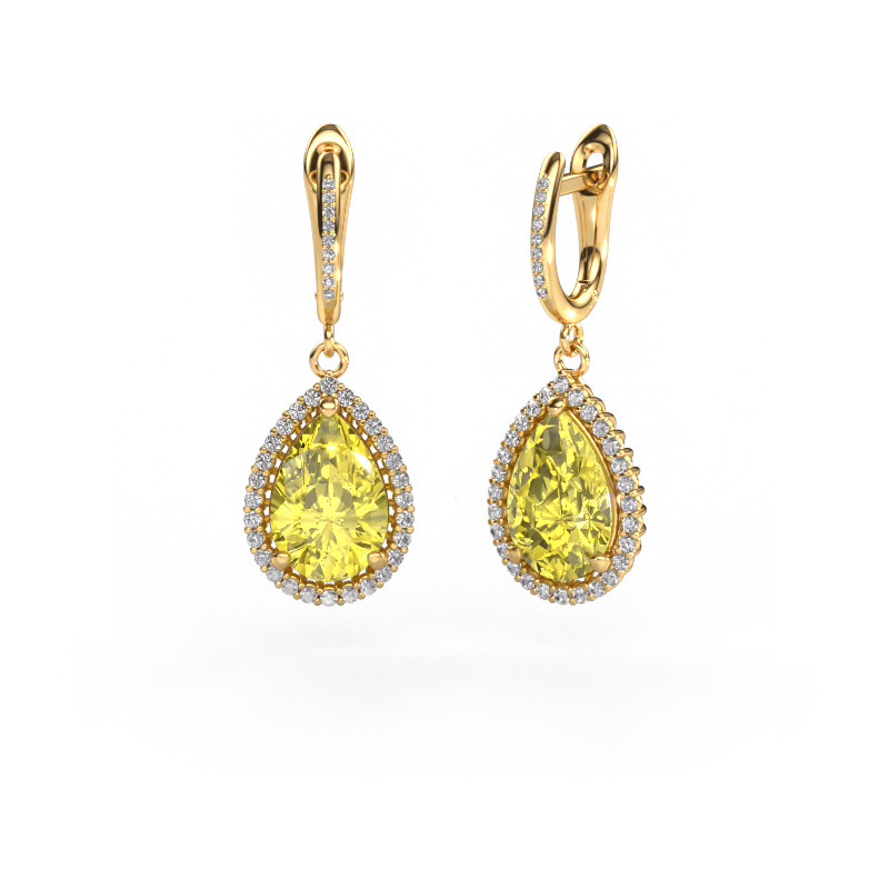 Image of Drop earrings Tilly per 4 585 gold Yellow lab grown diamond 12x8 mm