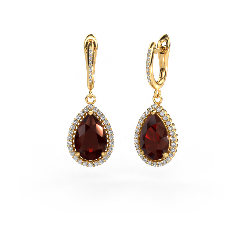 Bild von Ohrhänger Tilly per 4 585 Gold Granat 12x8 mm