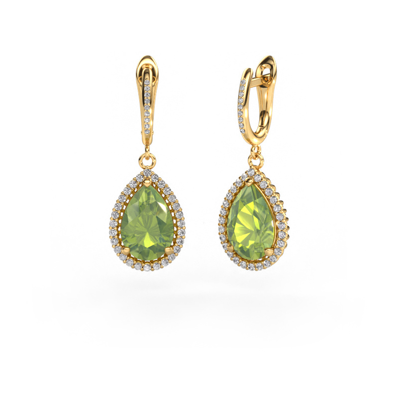 Image of Drop earrings Tilly per 4 585 gold Peridot 12x8 mm