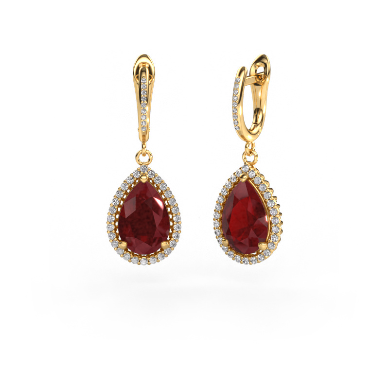 Image of Drop earrings Tilly per 4 585 gold Ruby 12x8 mm