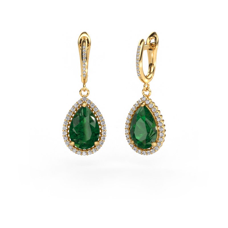 Image of Drop earrings Tilly per 4 585 gold Emerald 12x8 mm