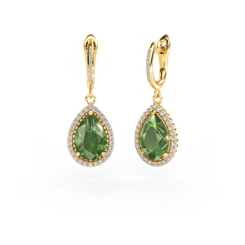 Bild von Ohrhänger Tilly per 4 585 Gold Turmalin grün 12x8 mm