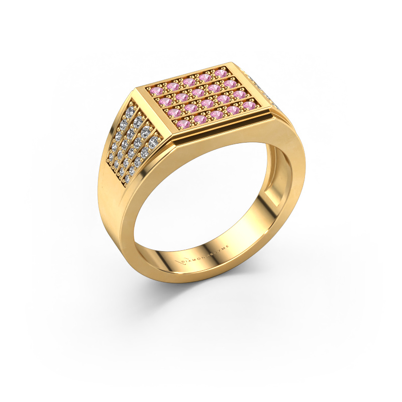Image de Bague pour homme Tim 585 or jaune Saphir rose 1.5 mm