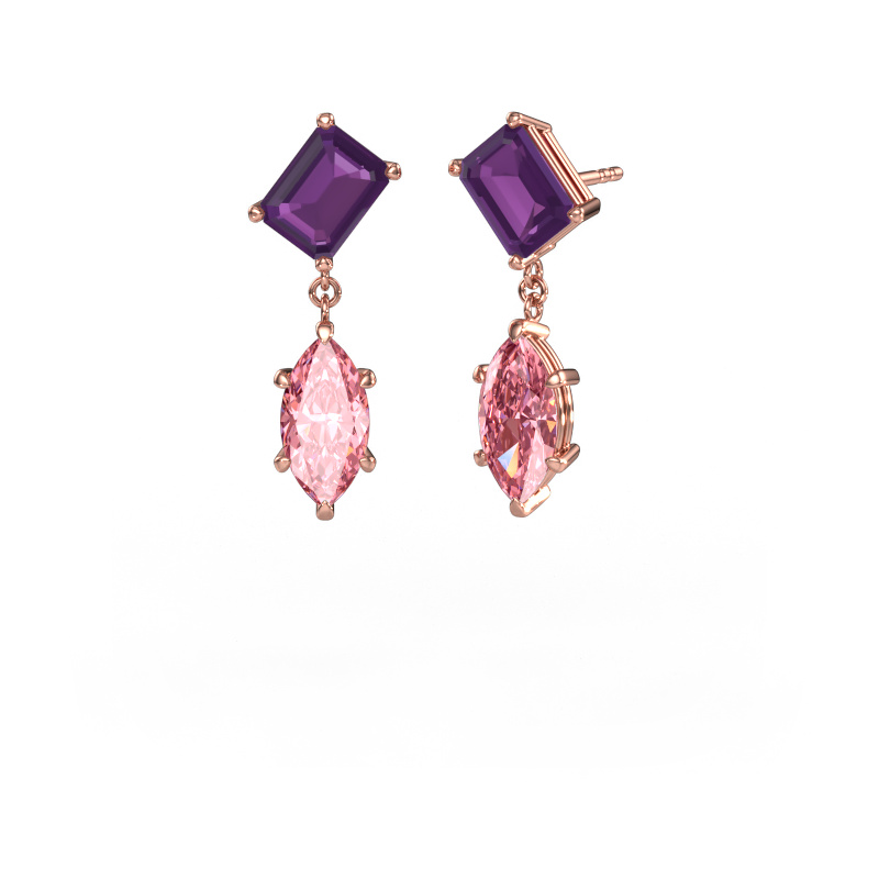 Bild von Ohrhänger Toi et Moi EME MRQ 585 Roségold Amethyst 8x6 mm