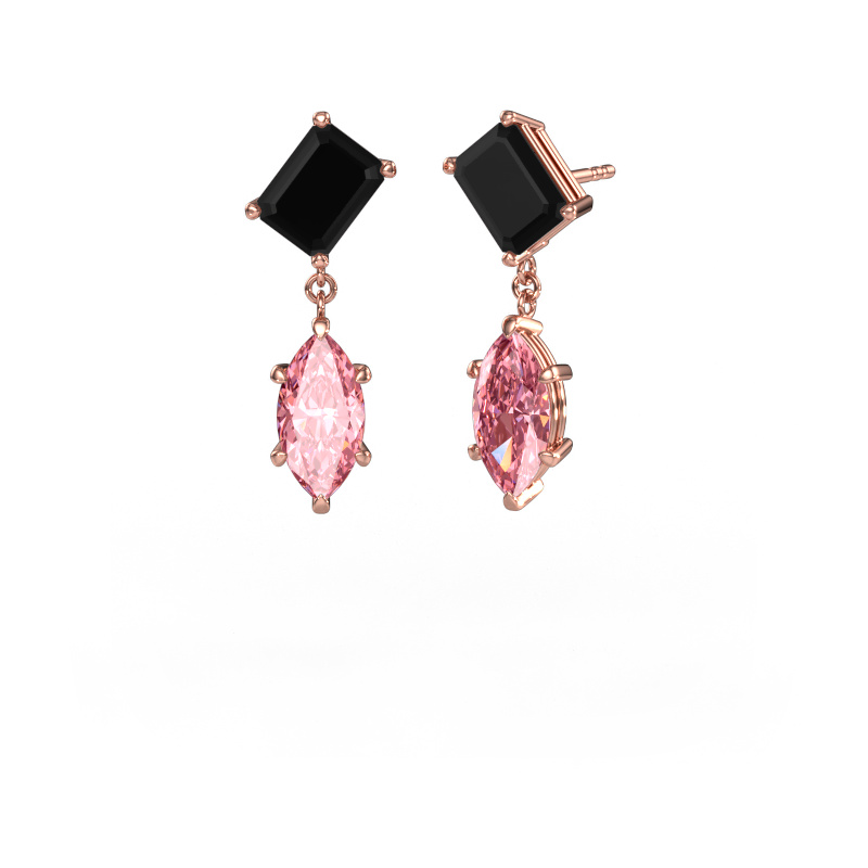 Image de Pendants d'oreilles Toi et Moi EME MRQ 585 or rose Diamant noir 4.20 crt