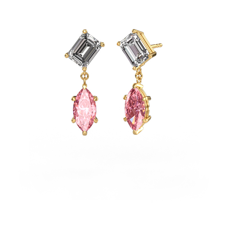 Bild von Ohrhänger Toi et Moi EME MRQ 585 Gold Custom diamant 8x6 mm