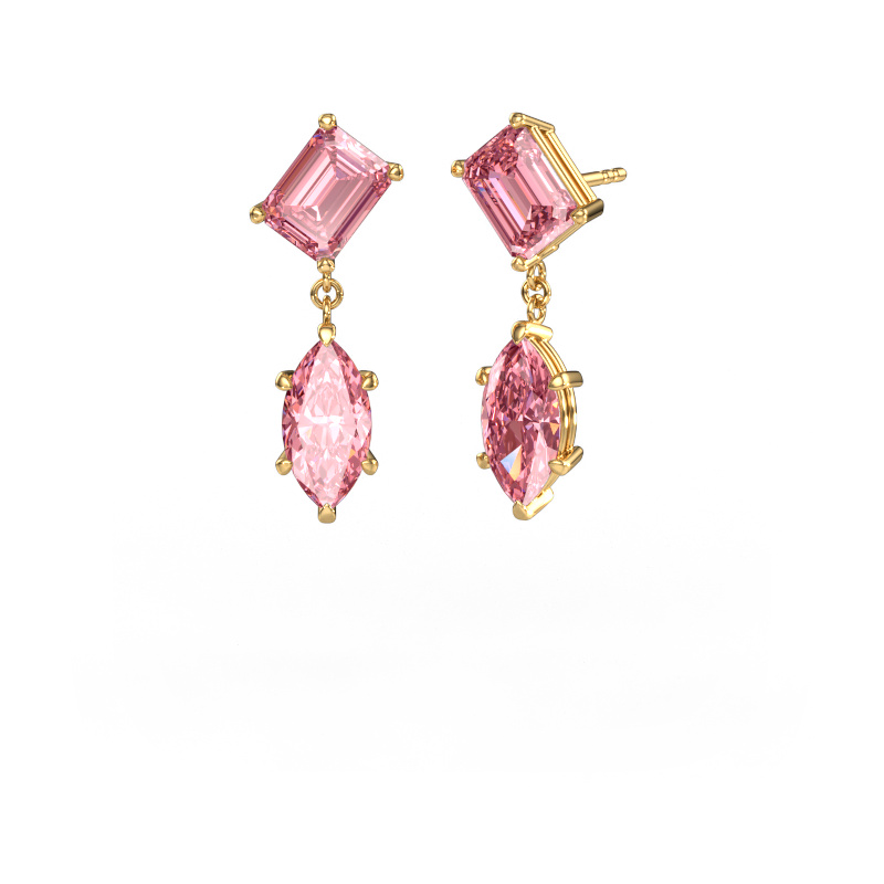 Image of Drop earrings Toi et Moi EME MRQ 585 gold Pink lab grown diamond 8x6 mm