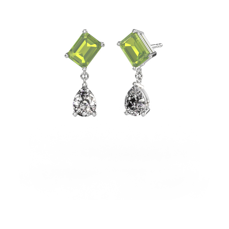 Bild von Ohrringe Toi et Moi EME PER 585 Weißgold Peridot 8x6 mm