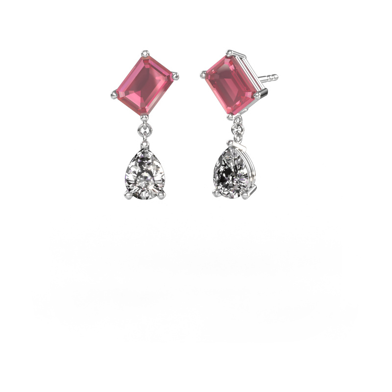 Afbeelding van Oorbellen Toi et Moi EME PER 585 witgoud Toermalijn pink 8x6 mm