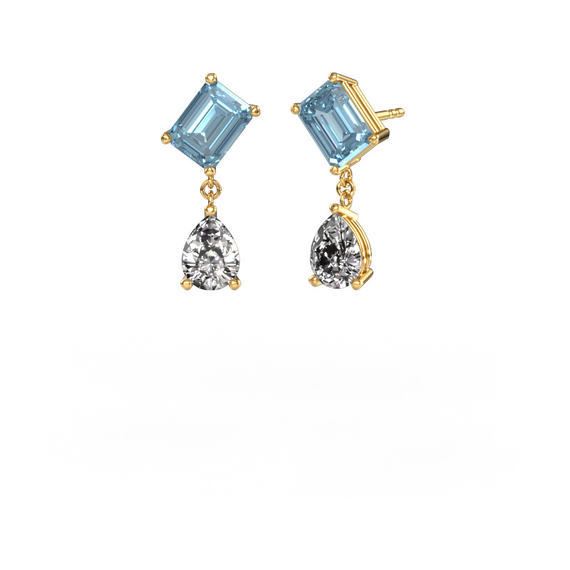 Bild von Ohrringe Toi et Moi EME PER 585 Gold Blauer Labordiamant 8x6 mm