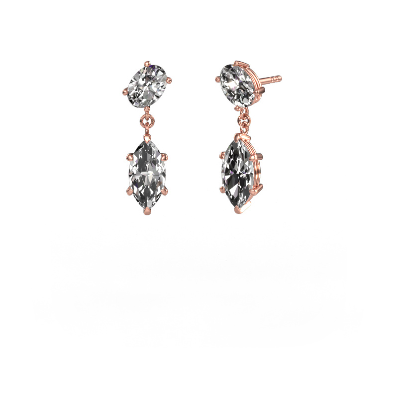 Image of Drop earrings Toi et Moi OVL-MRQ 585 rose gold Diamond 3.90 crt