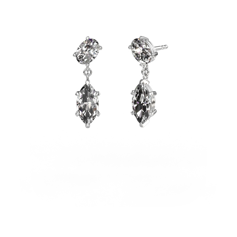 Image de Pendants d'oreilles Toi et Moi OVL-MRQ 950 platine Diamant 3.90 crt