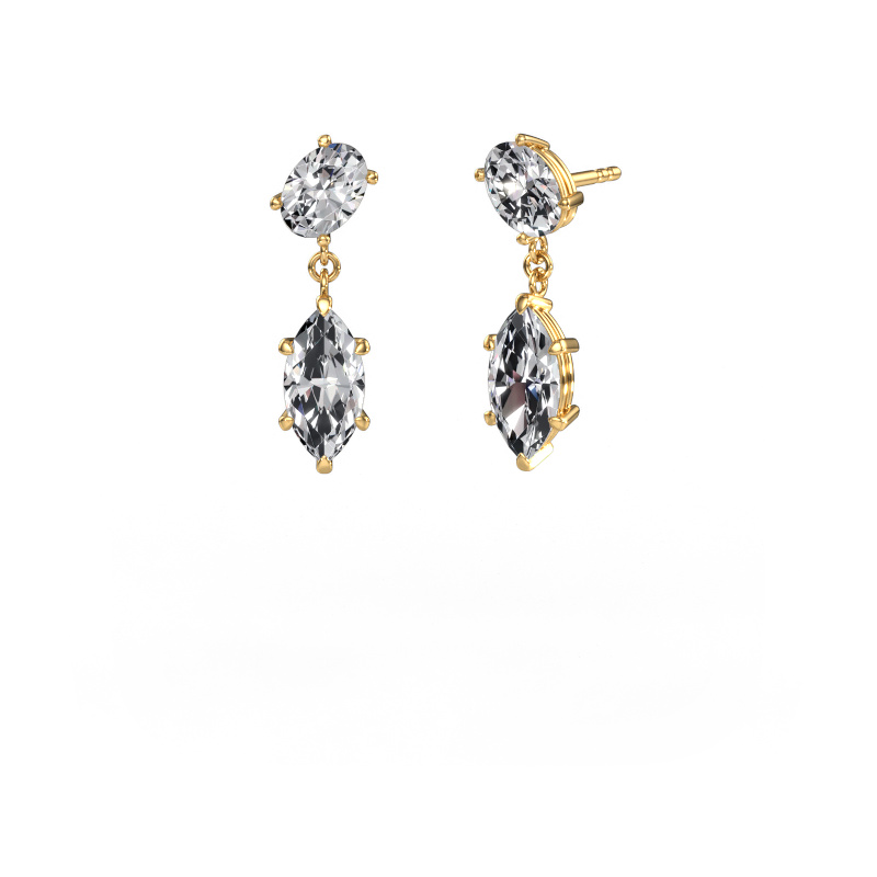 Image of Drop earrings Toi et Moi OVL-MRQ 585 gold Diamond 3.90 crt