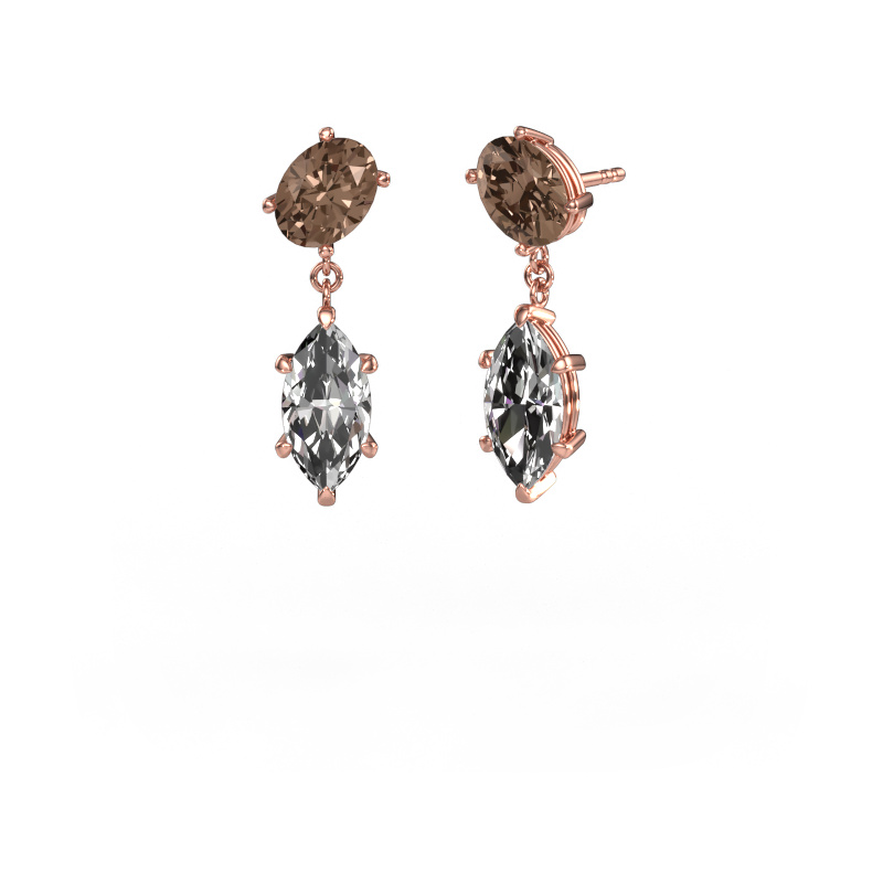 Image of Drop earrings Toi et Moi OVL-MRQ 585 rose gold Brown diamond 5.20 crt